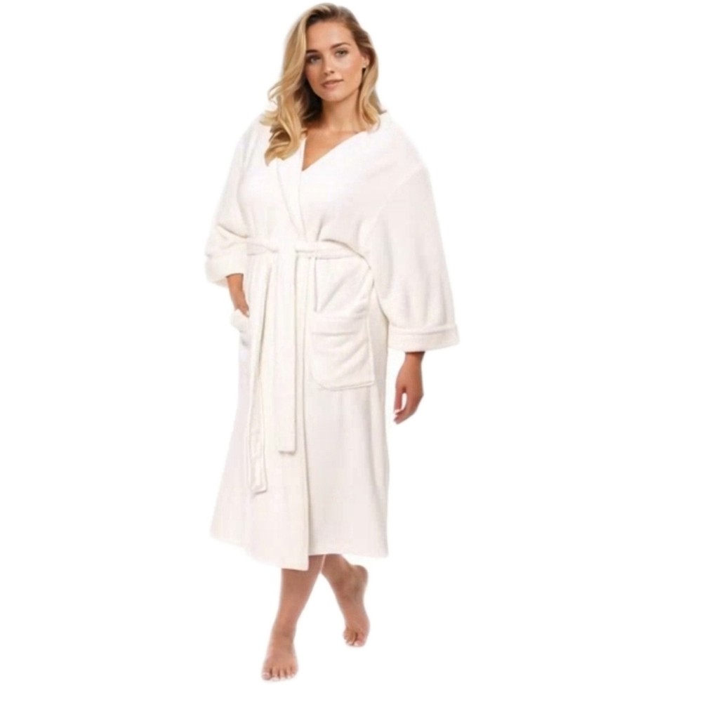 Luxury White Terry Robe Full Length Heavy Weight Size XL Pure Bliss Unisex NWT